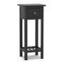 Bedside table, with drawer and shelf, Black, 35.56 × 80.01 × 30.48 cm
