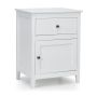 Bedside table, with drawer and cabinet, White, 48.26 × 63.5 × 38.1 cm
