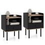 Set of 2 bedside tables, each with 1 drawer and a shelf, 41 × 56 × 35 cm