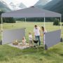 Portable outdoor tent with canopy and 2 side walls, 300 x 300 x 286 cm, gray