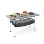 Portable folding camping table, aluminum table top, 119x55x69 cm, silver