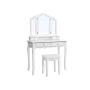 Vanity table with folding mirror and stool