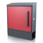 Modern mailbox, dark gray/red
