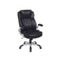 Wide office chair made of artificial leather, black