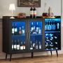Veinikapp VEVOR DX0202-C250498S-01, 9 riiulit, LED-valgustusega, Must, 1200 × 400 × 900 mm