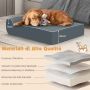 Orthopedic dog bed, with T-shaped cushion, Gray, 100 × 81 × 31 cm