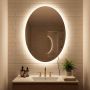 Oval LED bathroom mirror, 3 lighting modes, silver, 70 × 50 × 3 cm