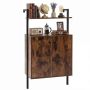 Wall-mounted bookshelf, 4-tier, with two-door cabinet, 53 × 29.5 × 96 cm