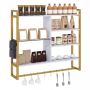 Hanging shelf, 6 shelves, 8 hooks, 107 × 96 × 24 cm