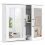 Wall-mounted bathroom cabinet, 2 mirrored doors, 2 shelves, 82.55 × 49.53 × 13.97 cm