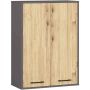 Подвесной шкаф для ванной FIN H934 W64, 2 дверцы, серый/коричневый, 64 × 94 × 30 см