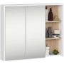 Riputatav peeglitega vannitoakapp AKORD VAMI W90 2D 3P LO, 2 ust, 6 riiulit, valge/tammepuidu, 90 × 75 × 15 cm