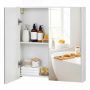 Wall-mounted bathroom cabinet, With mirror, 2 shelves, White, 62 × 11 × 65 cm
