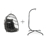 Hanging chair, Egg-shaped, 360° rotatable, Grey/black, 77.5 × 105 × 74 cm