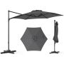 Hanging outdoor umbrella, With cross stand