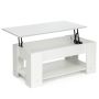 Lifting coffee table, with hidden compartment and shelf