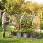 Raised bed with mini greenhouse, 180.34 × 144.78 × 101.6 cm