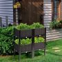 Raised planter, 4 containers, Brown, 40 × 40 × 44.5 cm