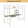Loft bed, with table and shelves, 200 × 180 × 95 cm
