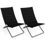 Beach chairs, 2 pcs, Black, 90 × 57 × 87 cm