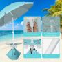 Beach umbrella, with folding table top, Blue, Ø 200 × 196 cm