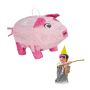Põrsakujuline pinata Relaxdays, 1 tk, Roosa, 20 × 25 × 43 cm