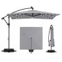 Sliding outdoor umbrella with LED lights, 360° rotatable, Gray, 240 × 240 cm