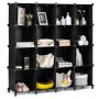 Standing storage box, 16 cubes, Black, 126 × 129 × 32 cm