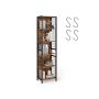 Стеллаж VASAGLE LBC023B01, 4 полки, 4 S-образных крючка, Коричневый/чёрный, 30 × 175,6 × 40 см