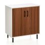 Freestanding kitchen cabinet, 2 shelves, White/brown, 72 × 80 × 40 cm