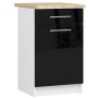 Põrandale paigaldatav köögikapp OLIWIA S50, 1 uks, 1 sahtel, valge/must, 50 × 85 × 46 cm