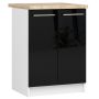 Põrandale paigaldatav köögikapp OLIWIA S60 2D, 2 ust, valge/must, 60 × 85 × 46 cm