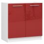 Põrandale paigaldatav valamukapp OLIWIA S, 2 ust, valge/punane, 80 × 82 × 46 cm