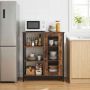 Freestanding kitchen cabinet, Adjustable shelves, Brown/black, 70 × 81 × 30 cm