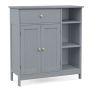 Freestanding bathroom cabinet, 3 open compartments, Grey, 75 × 80 × 30 cm