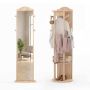 Freestanding mirror, 2 hangers, 4 hooks, 2 shelves, 48 ​​× 48 × 168 cm