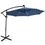 Tilt outdoor umbrella with 3 m diameter, 24 LED lights, blue