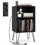 Turntable stand, 4 compartments, Black, 48 × 82.5 × 40 cm
