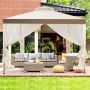 Gazebo, with canopy and mosquito net, Sand, 300 × 300 × 265 cm