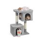 101cm cat scratching post with large platform, light grey