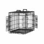 Foldable dog cage with 2 doors and plastic panel