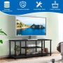 Industrial and rustic style TV stand with shelves, black, 50 cm