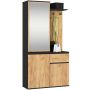 Комплект мебели для прихожей AKORD Furniture Factory ENTRO, чёрный/дубовый, 95 × 183 × 35 см
