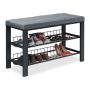 Esikupink Relaxdays 10049985_1507, 6–8 paarile, Must/hall, 82 × 50,5 × 33 cm