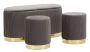 Shopy Hallway Bench, with 2 Poufs, Grey/Gold, 80 × 42 × 37 cm