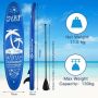 Inflatable SUP paddle board 335x76x16 cm, with non-slip EVA surface, 3 fins