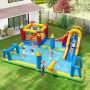Inflatable water play castle, with slide and pool, 500 × 410 × 190 cm