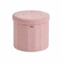 SONGMICS Round Pouf, Foldable with Storage Box, Pink, Ø 46 × 45 cm