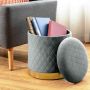 Pouf, With storage compartment, Gray/pink, 35.56 × 35.56 × 40.64 cm