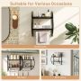 Towel rack, with two shelves and two holders, Black, 45 × 26 × 55 cm